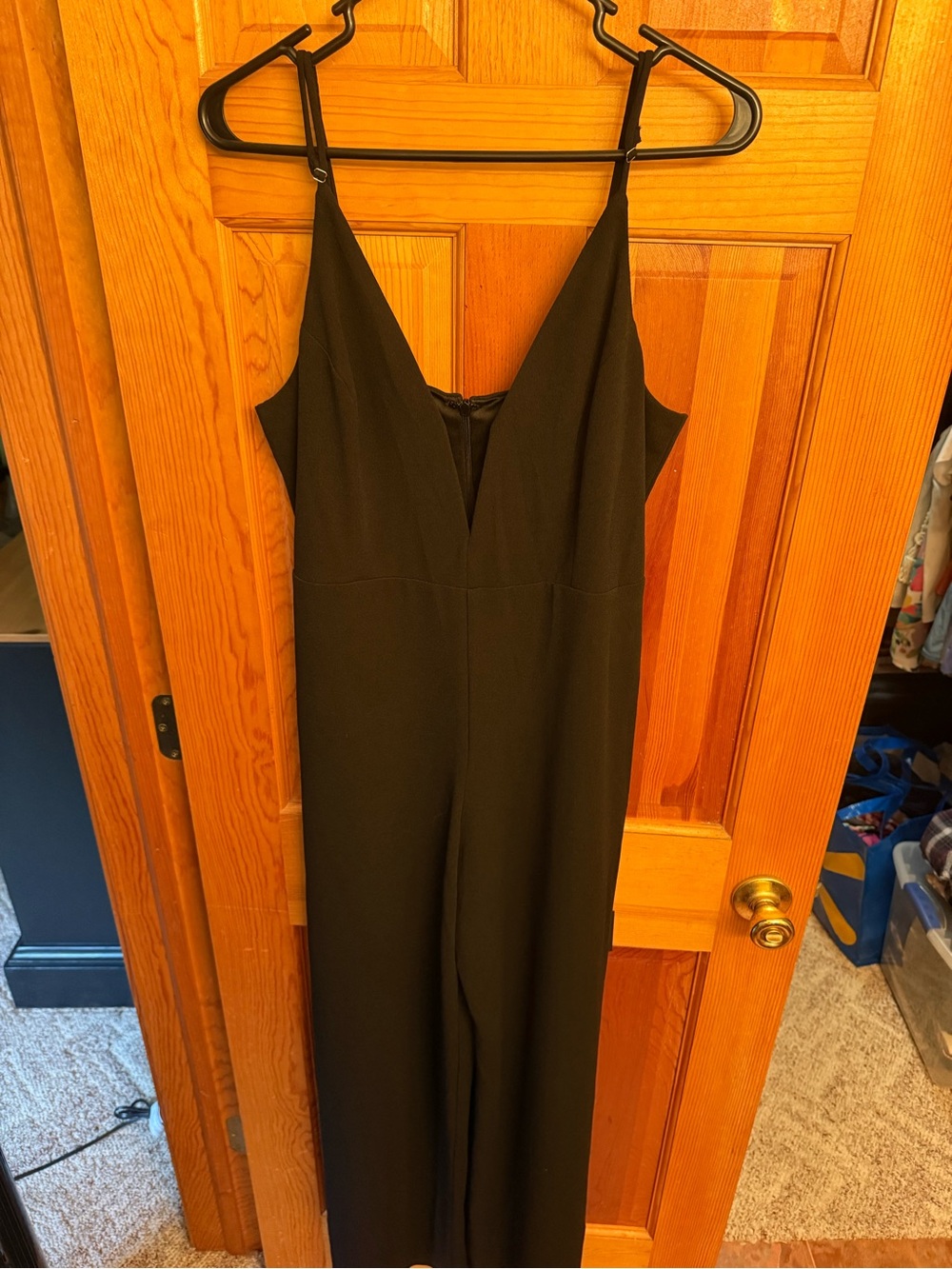 Lulu's Black V-Neck Wide-Leg Jumpsuit with Adjustable Straps